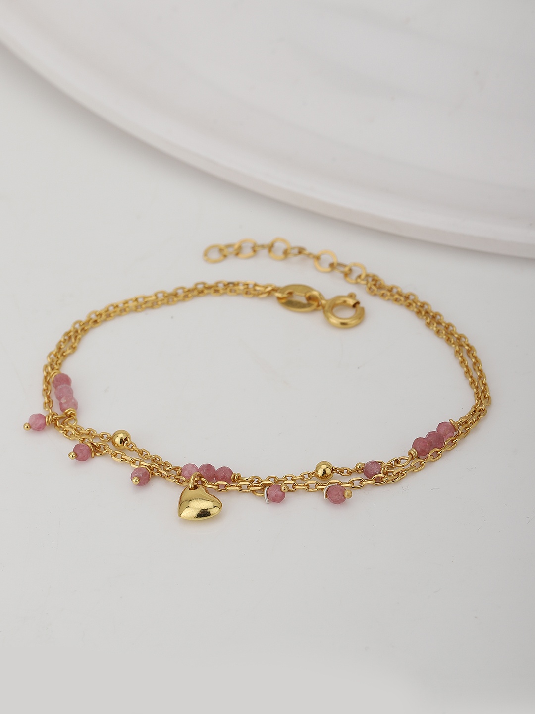 

Carlton London Women Pink Gold-Plated Tourmaline Multistrand Bracelet