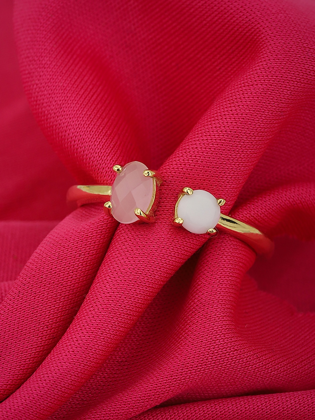 

Carlton London Pink Gold-Plated Beaded Adjustable Ring