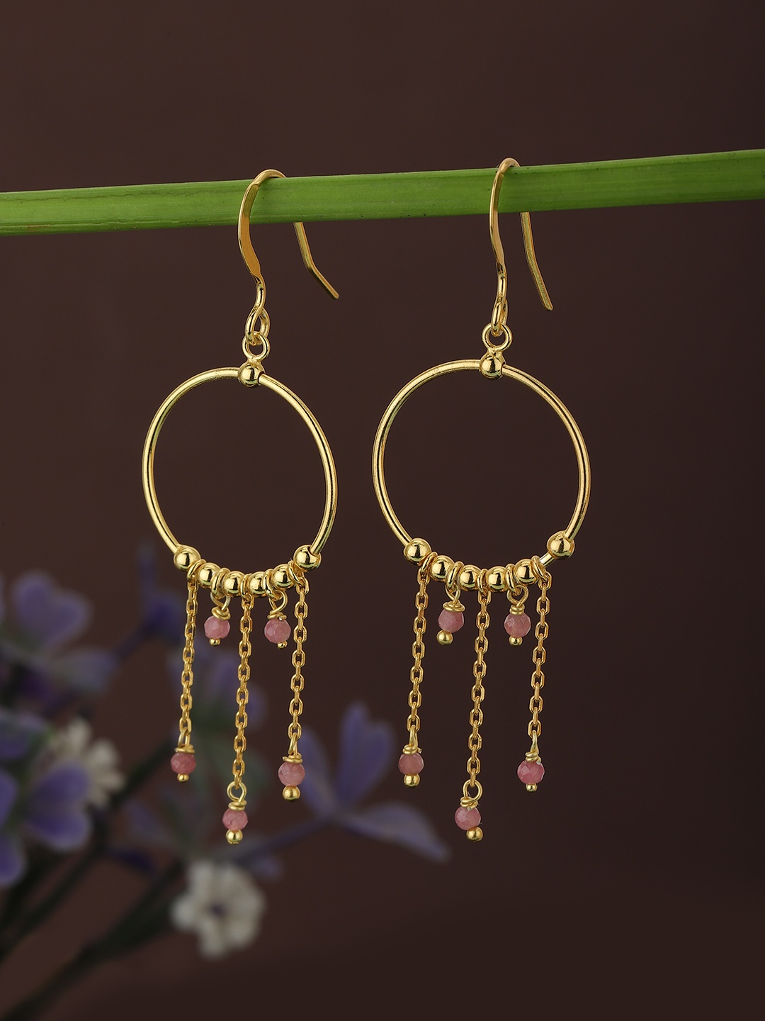 

Carlton London Gold-Toned & Purple Circular Drop Earrings