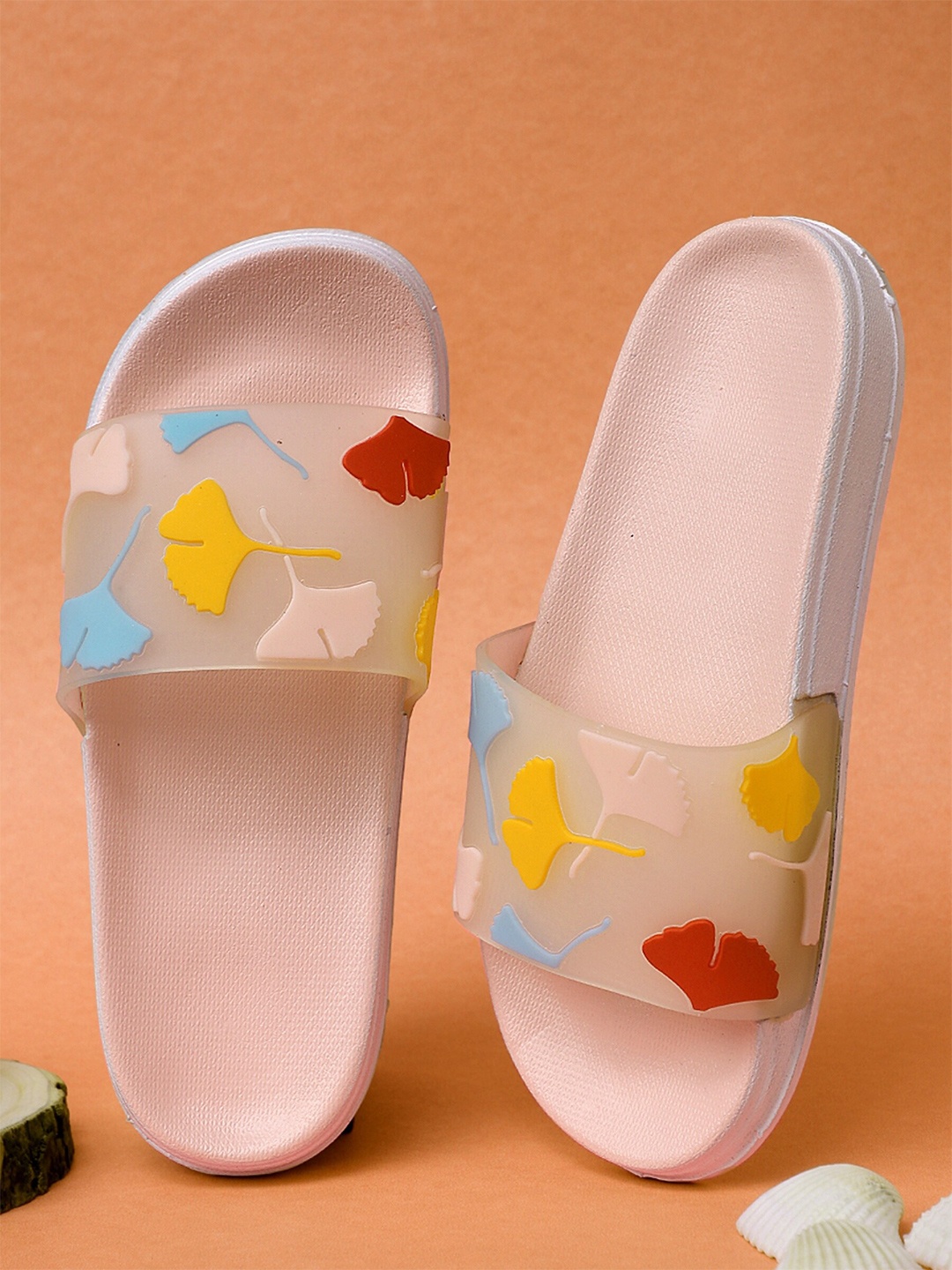 

Pampy Angel Women Pink & Blue Printed Rubber Sliders