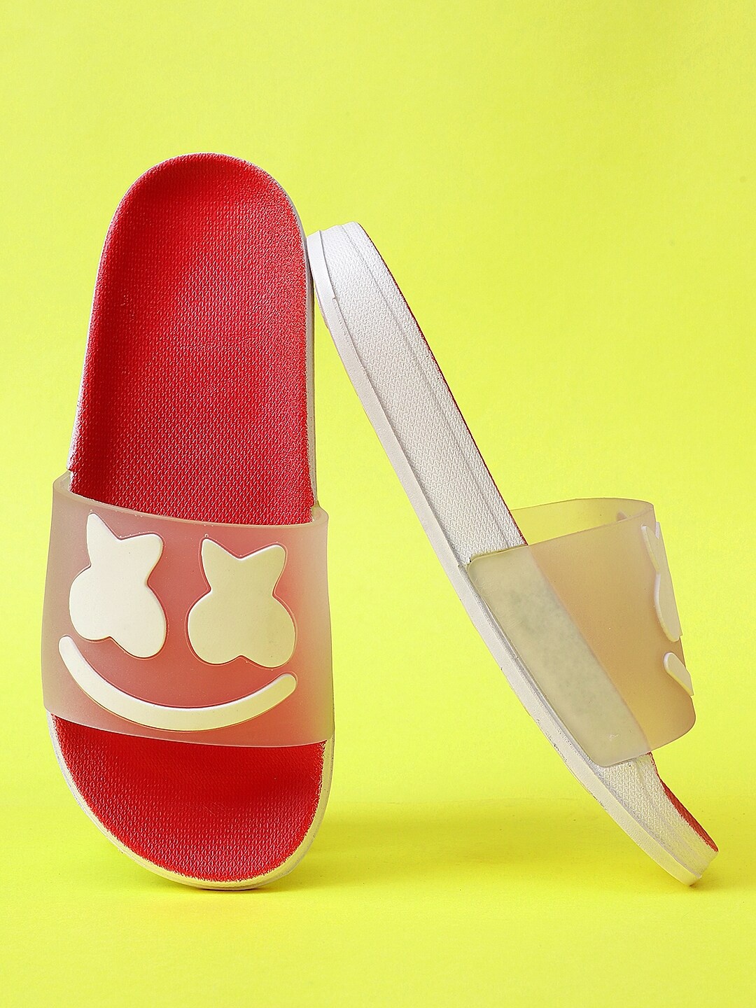 

Pampy Angel Women Red & White Printed Rubber Sliders