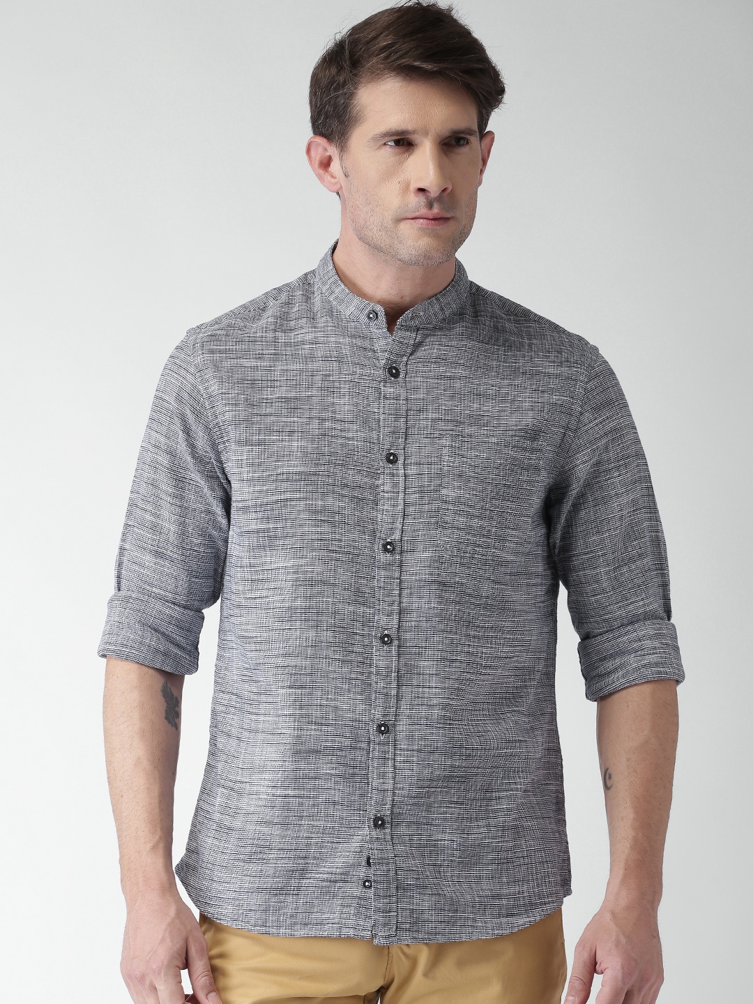 

Celio Men Navy Blue & White Regular Fit Self-Design Casual Shirt