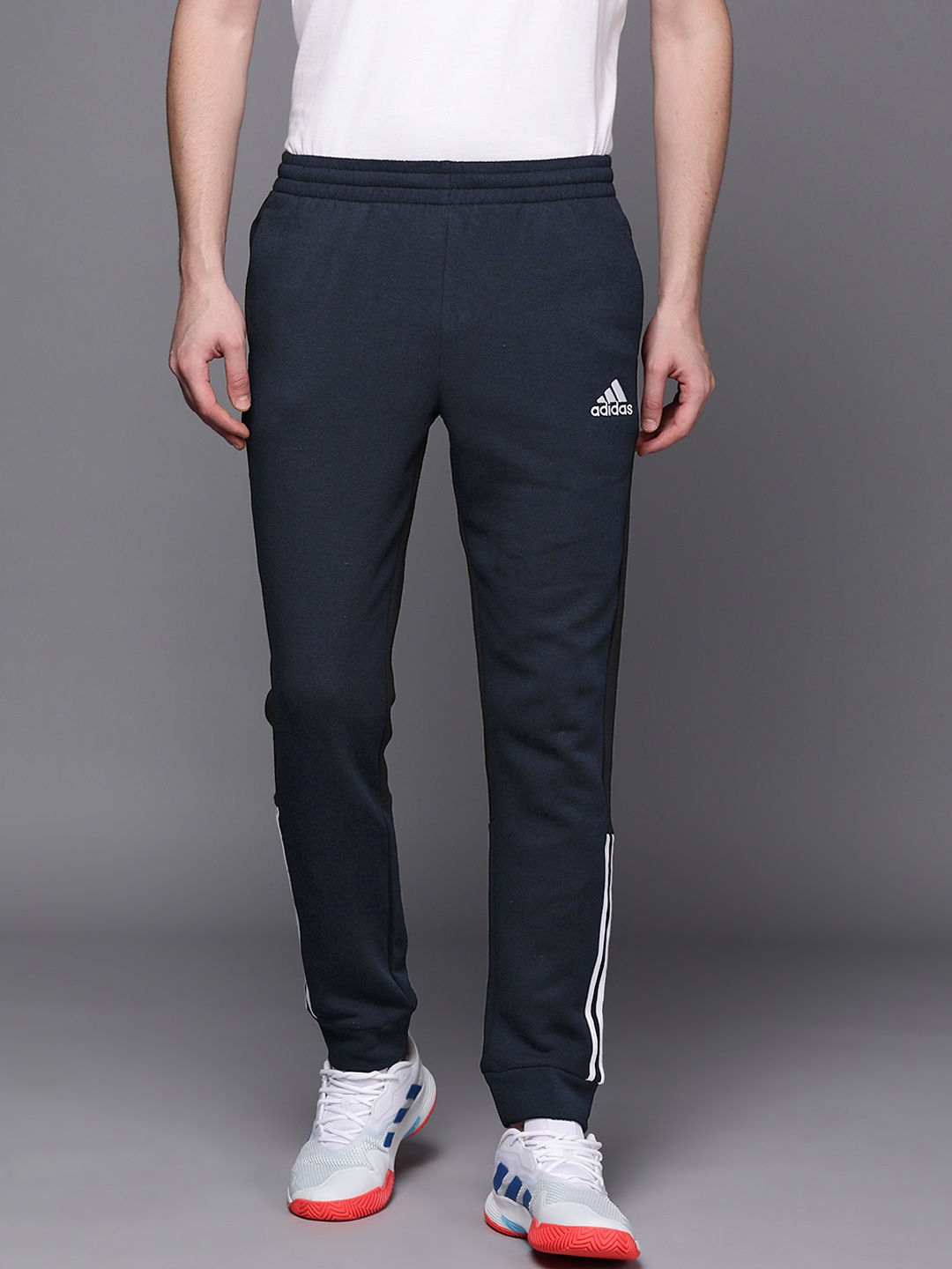 

ADIDAS Men Navy Blue & Black Essential Tapered Fit Joggers
