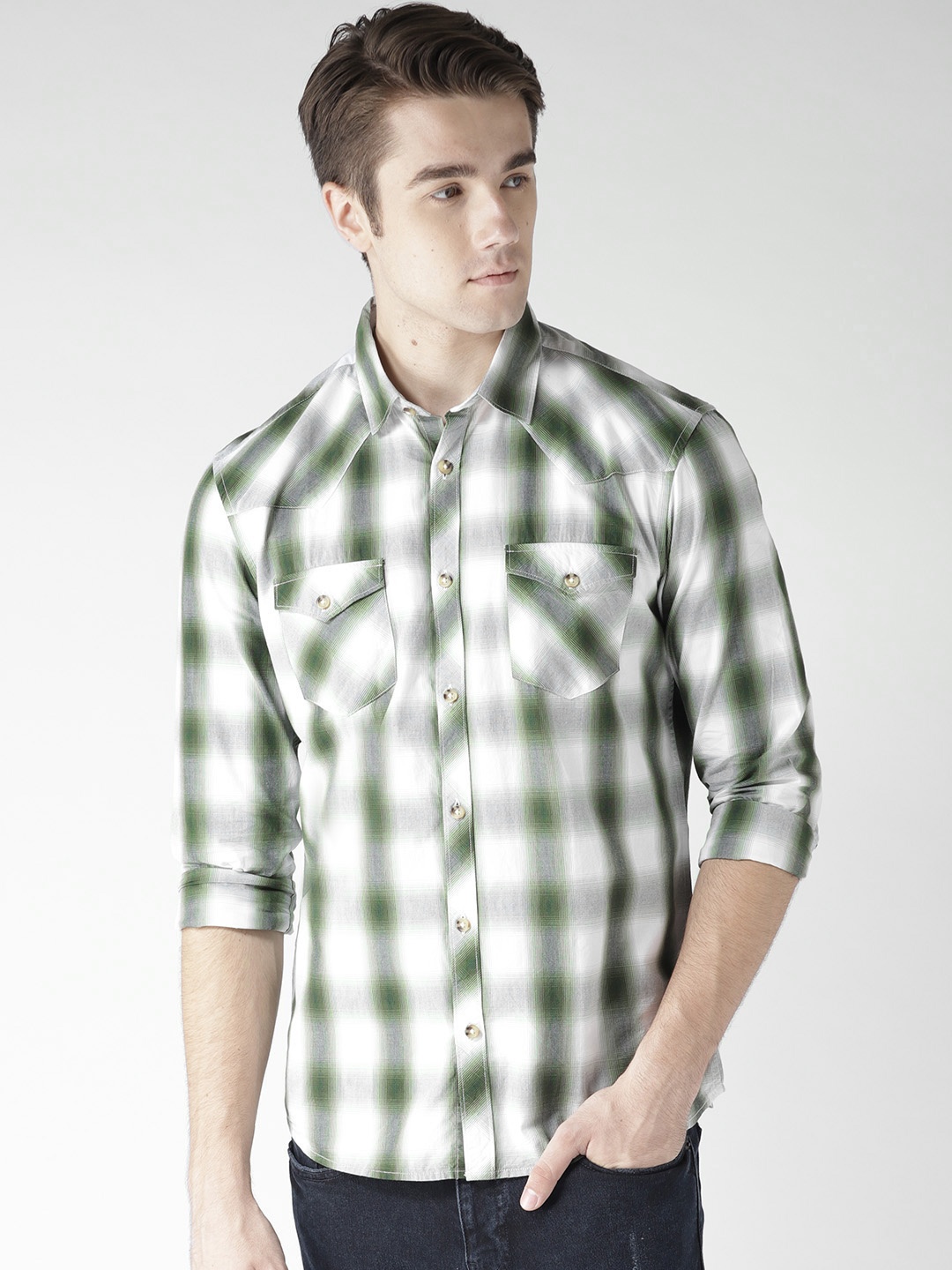 

Celio Men Green Checked Casual Shirt