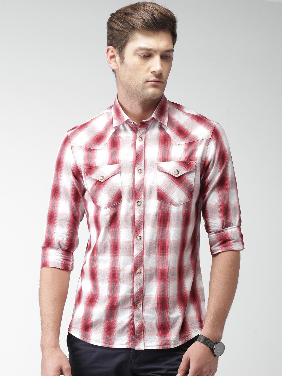 

Celio Men Red Checked Casual Shirt