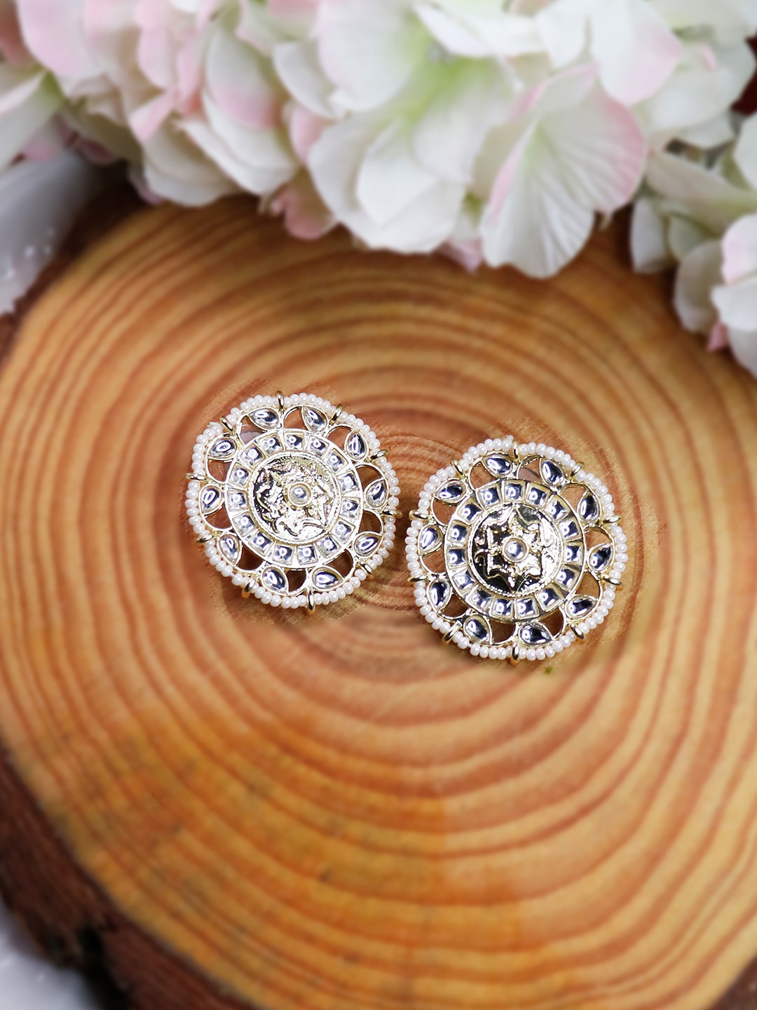 

Ishhaara Gold-Toned Circular Studs Earrings