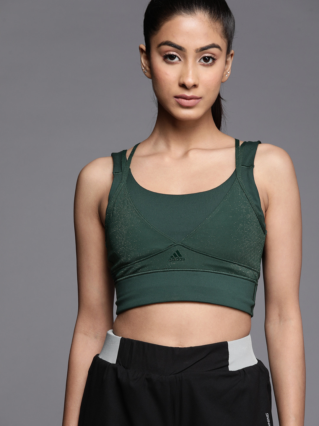 

ADIDAS Green PowerImpact Medium-Support Holiday Lightly Padded Training Bra