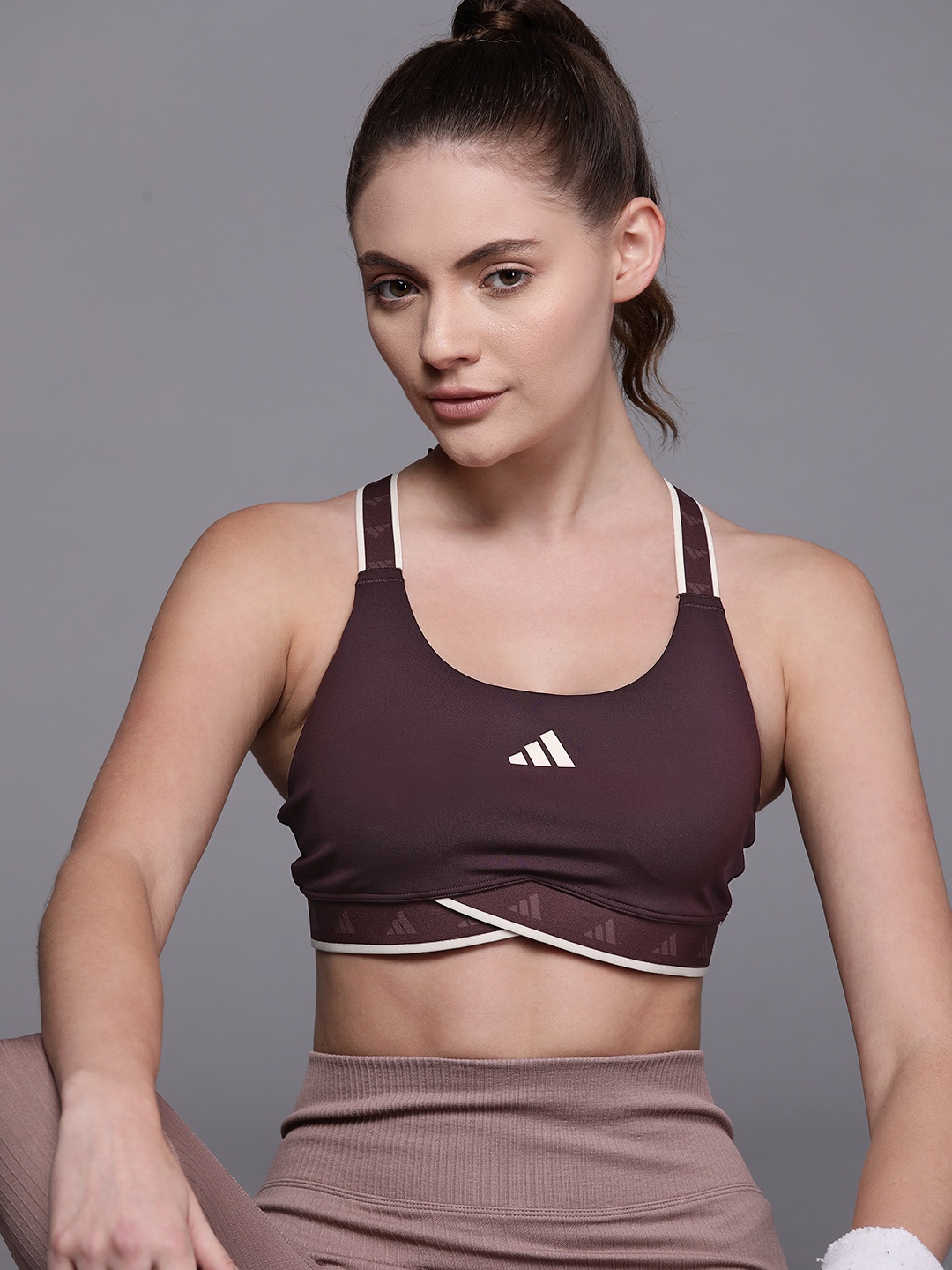 ADIDAS Burgundy PWI Medium Support Tech Fit Aeroready Training Bra