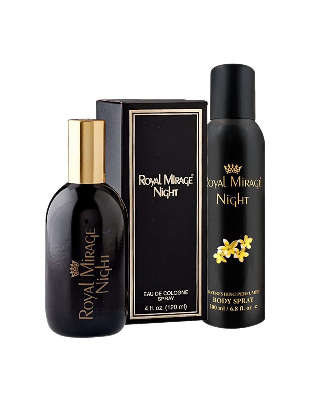 

Royal Mirage Set of 2 Night Eau De Cologne 120 ml & Perfumed Body Spray 200 ml, Black
