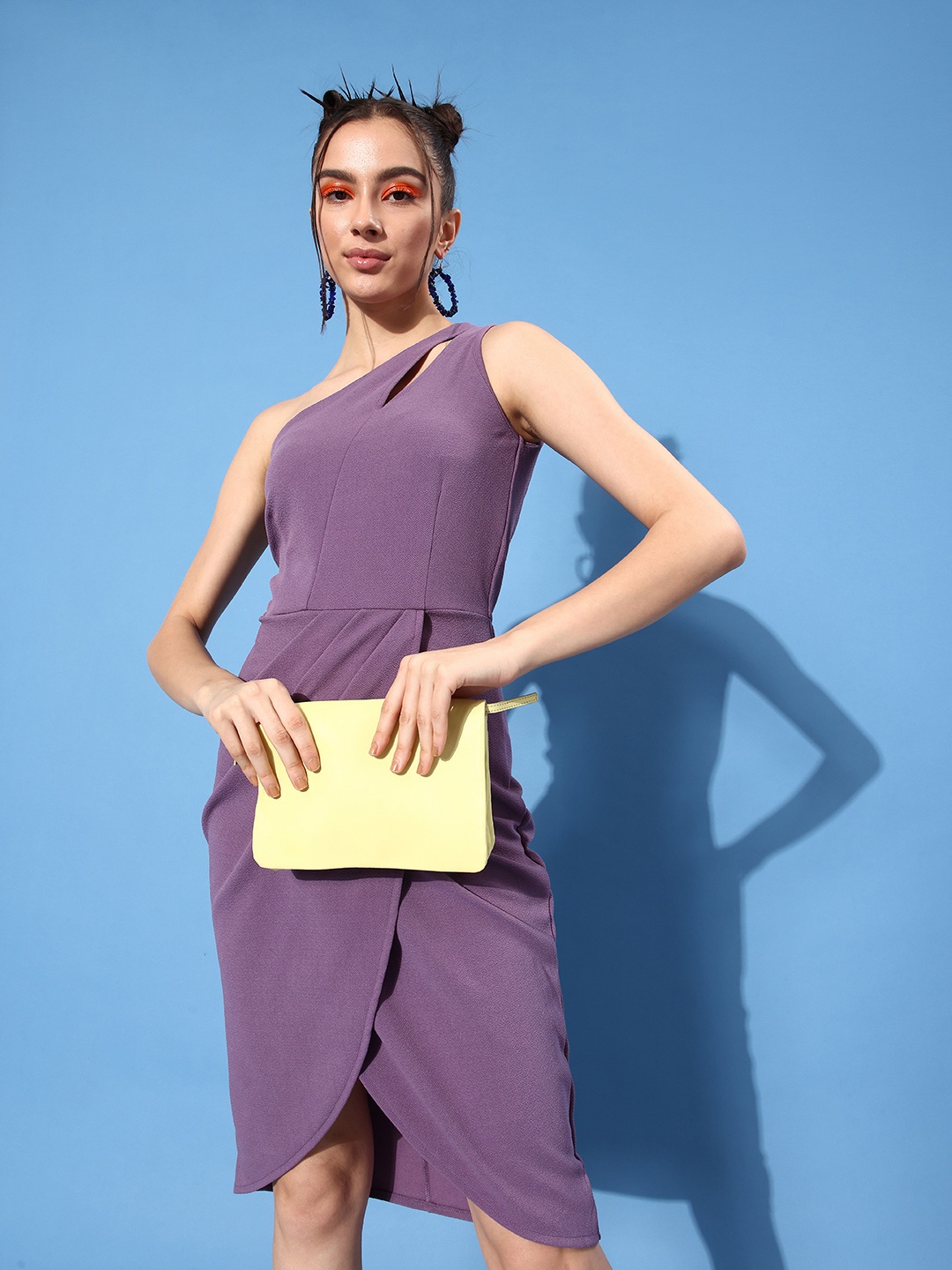 

Marie Claire Women Purple Solid Asymmetry Dress