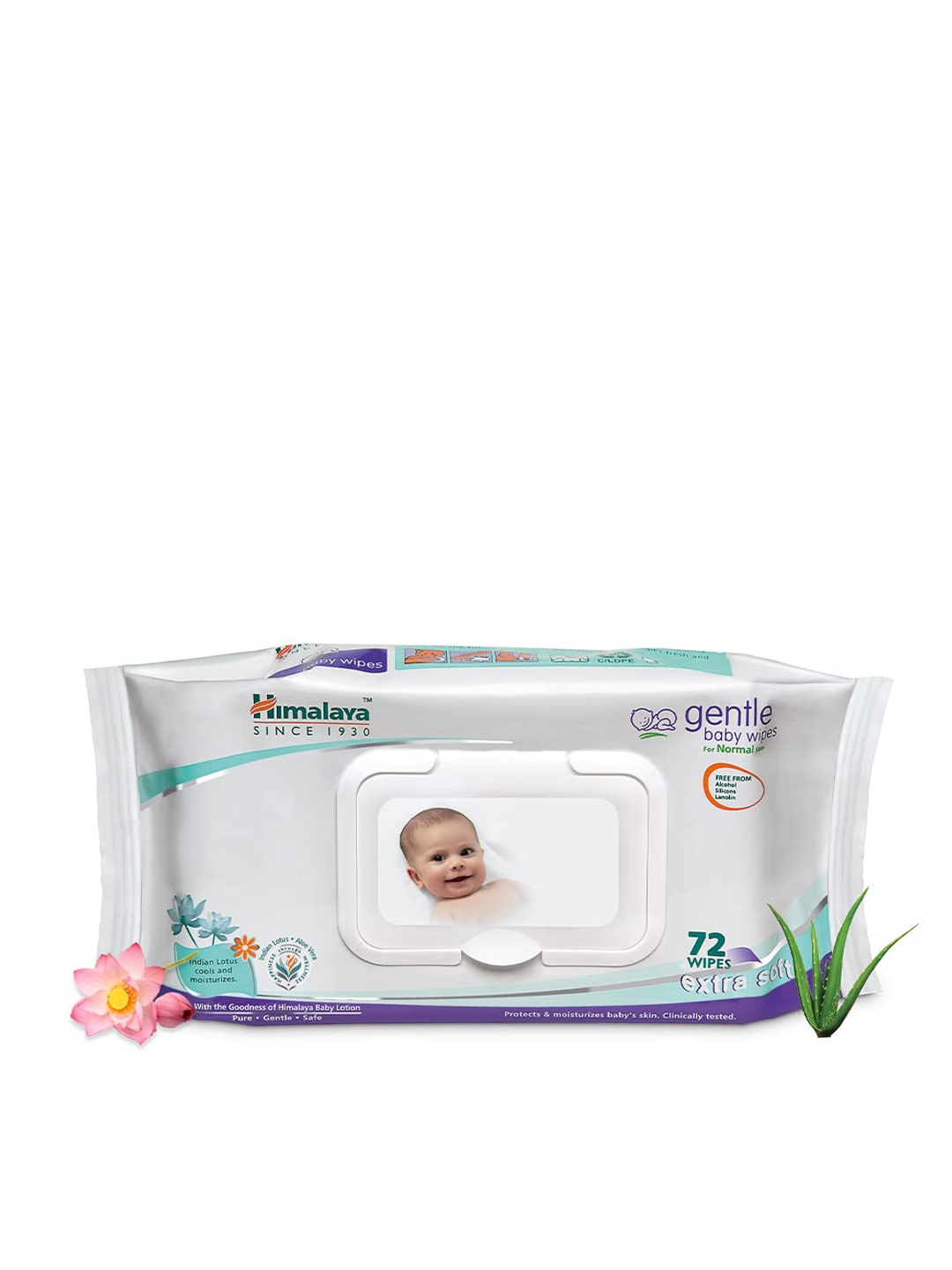

Himalaya Extra Soft & Gentle Wipes with Indian Lotus & Aloe Vera - 72 Wipes, White