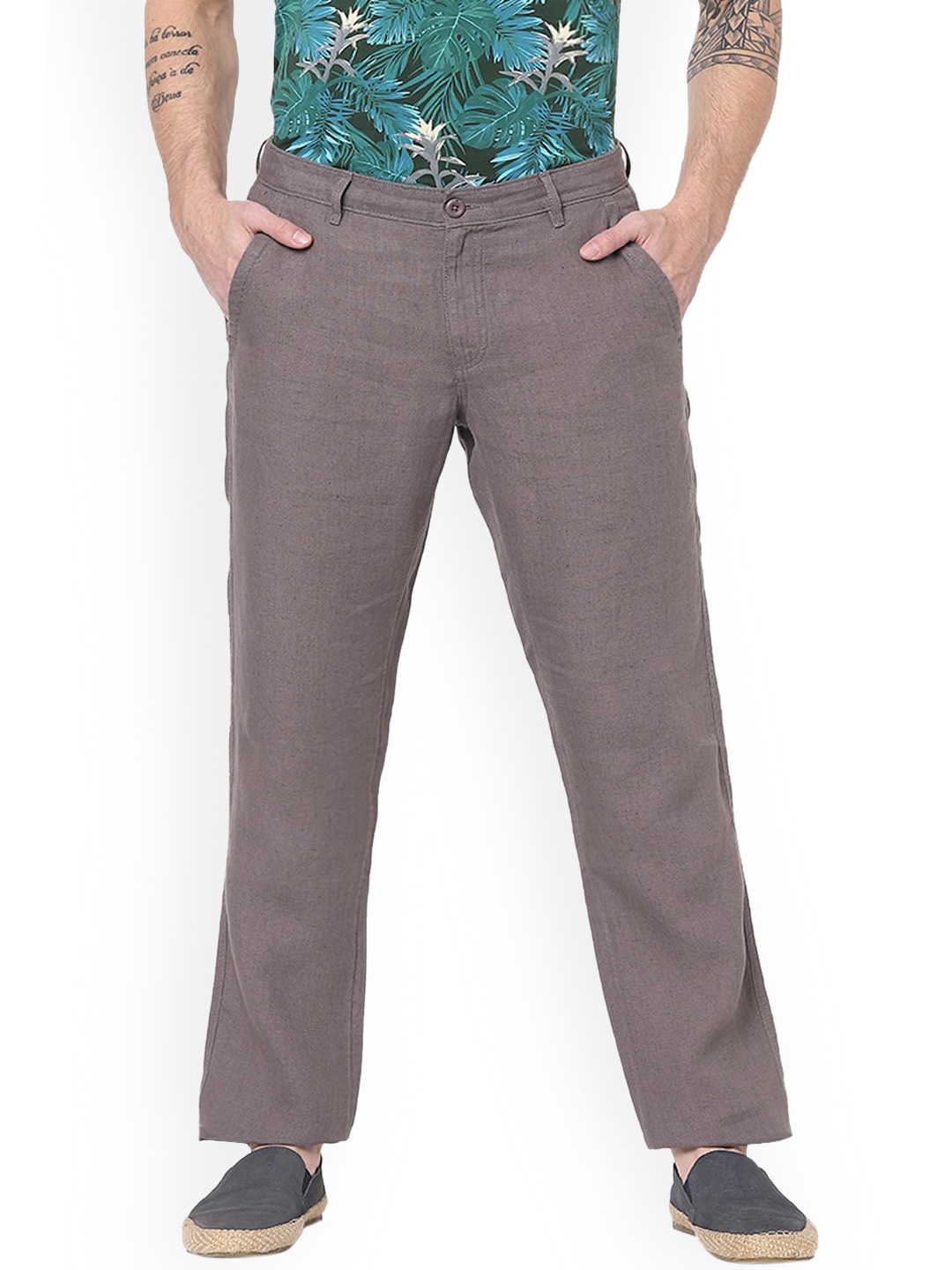 

Celio Men Grey Straight Fit Trousers