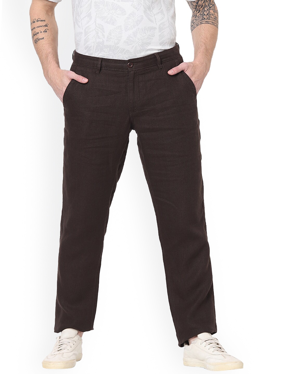 

Celio Men Brown Straight Fit Trousers