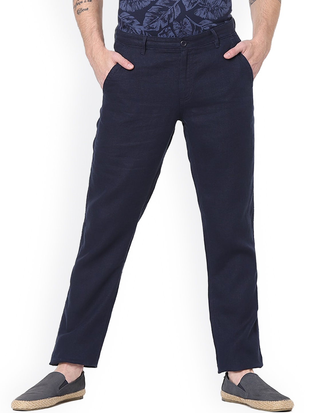 

Celio Men Blue Straight Fit Trousers