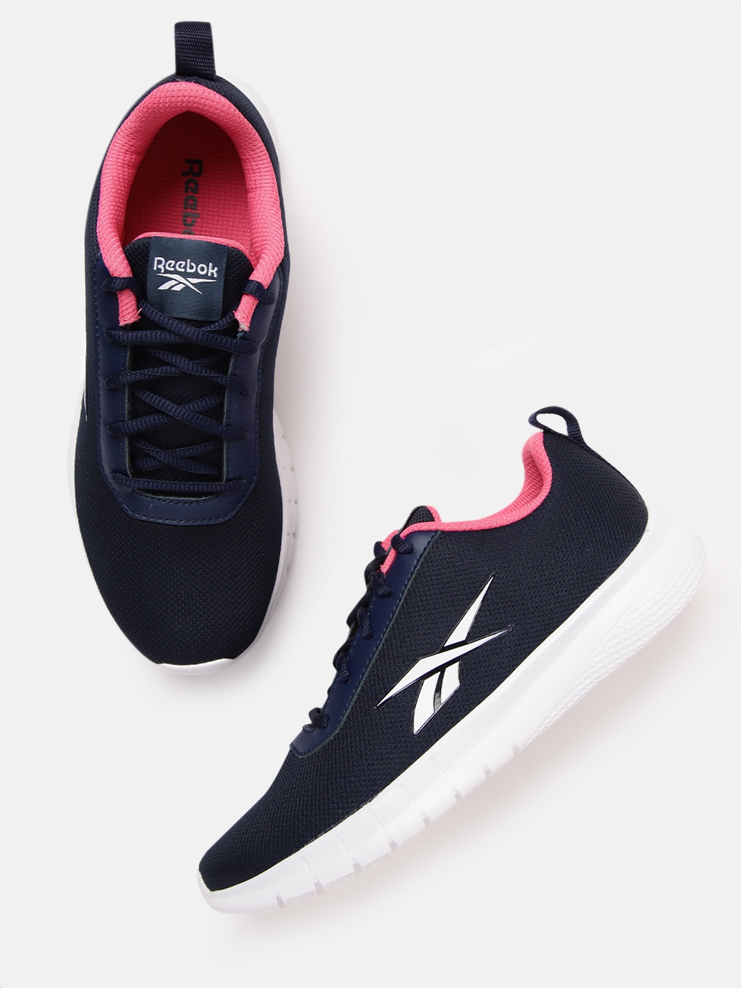 

Reebok Women Navy Blue Woven Design Stride Runner Shoes