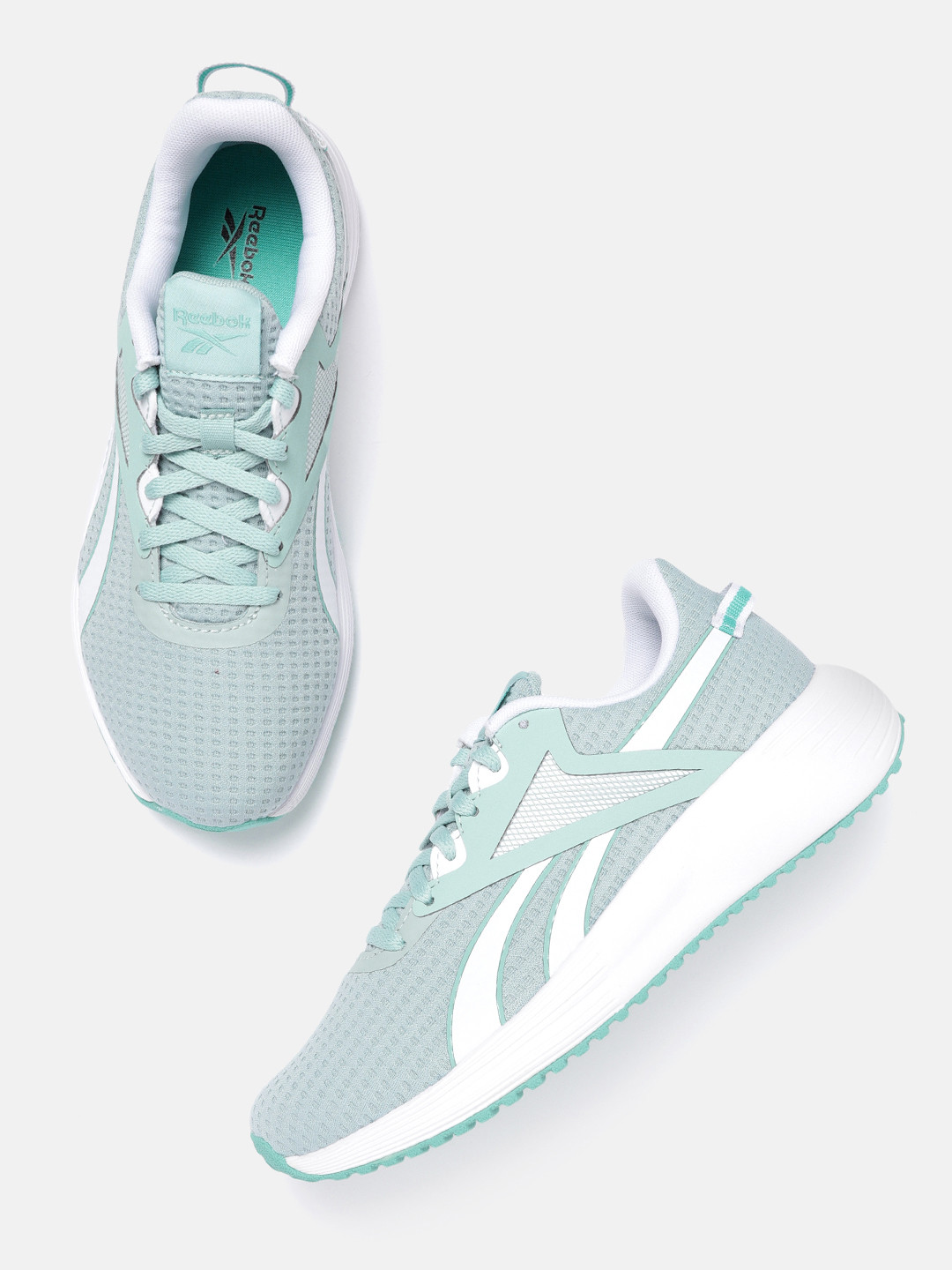 

Reebok Women Sea Green & White Woven Design Lite Plus 3 Running Shoes