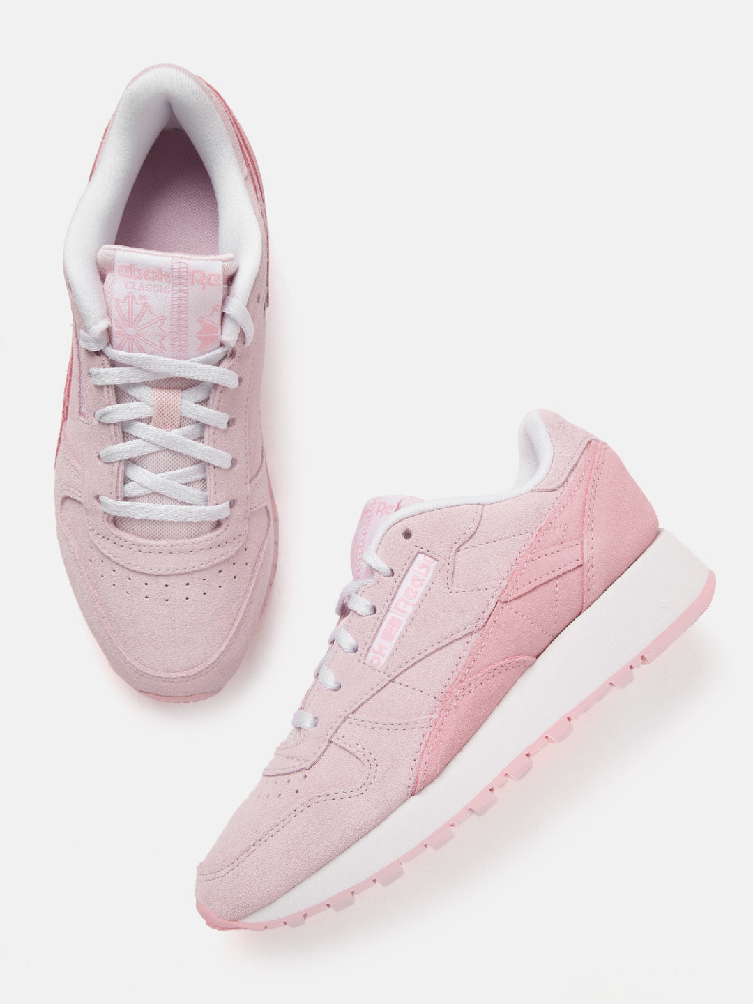 

Reebok Classic Women Pink Perforations Classic Leather Suede Sneakers Excluding Trims