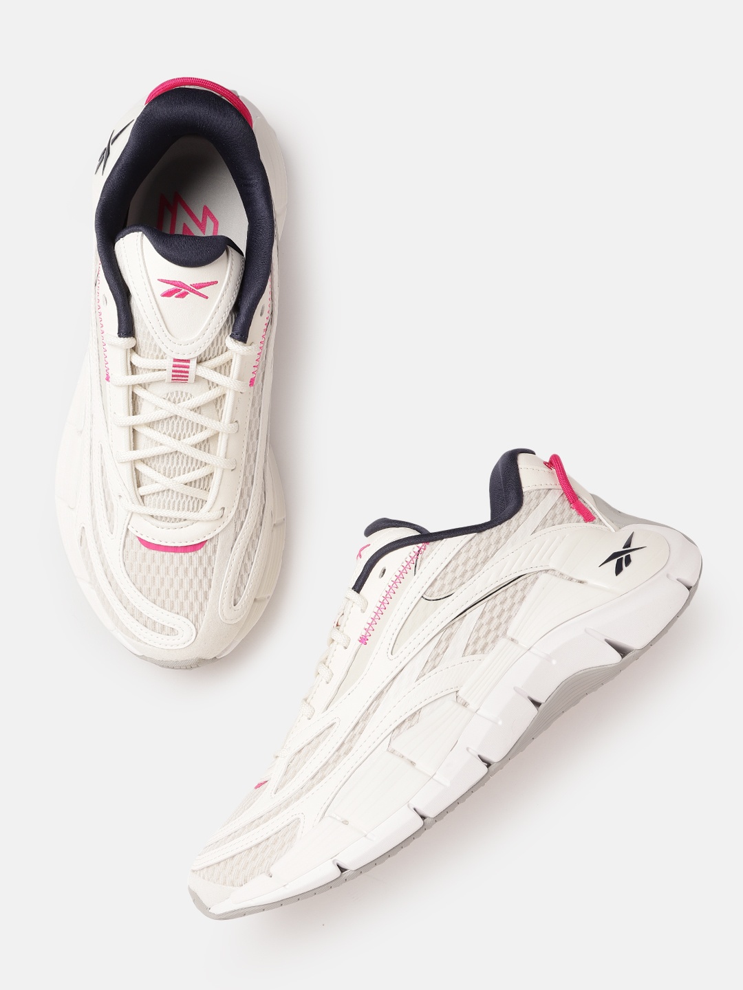 

Reebok Women Off White Woven Design Zig Kinetica 2.5 Running Shoes