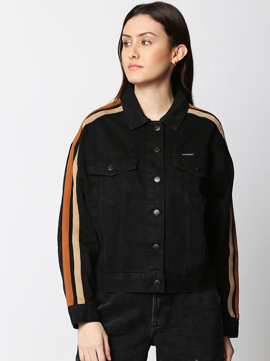 

LOVEGEN Women Black Denim Jacket