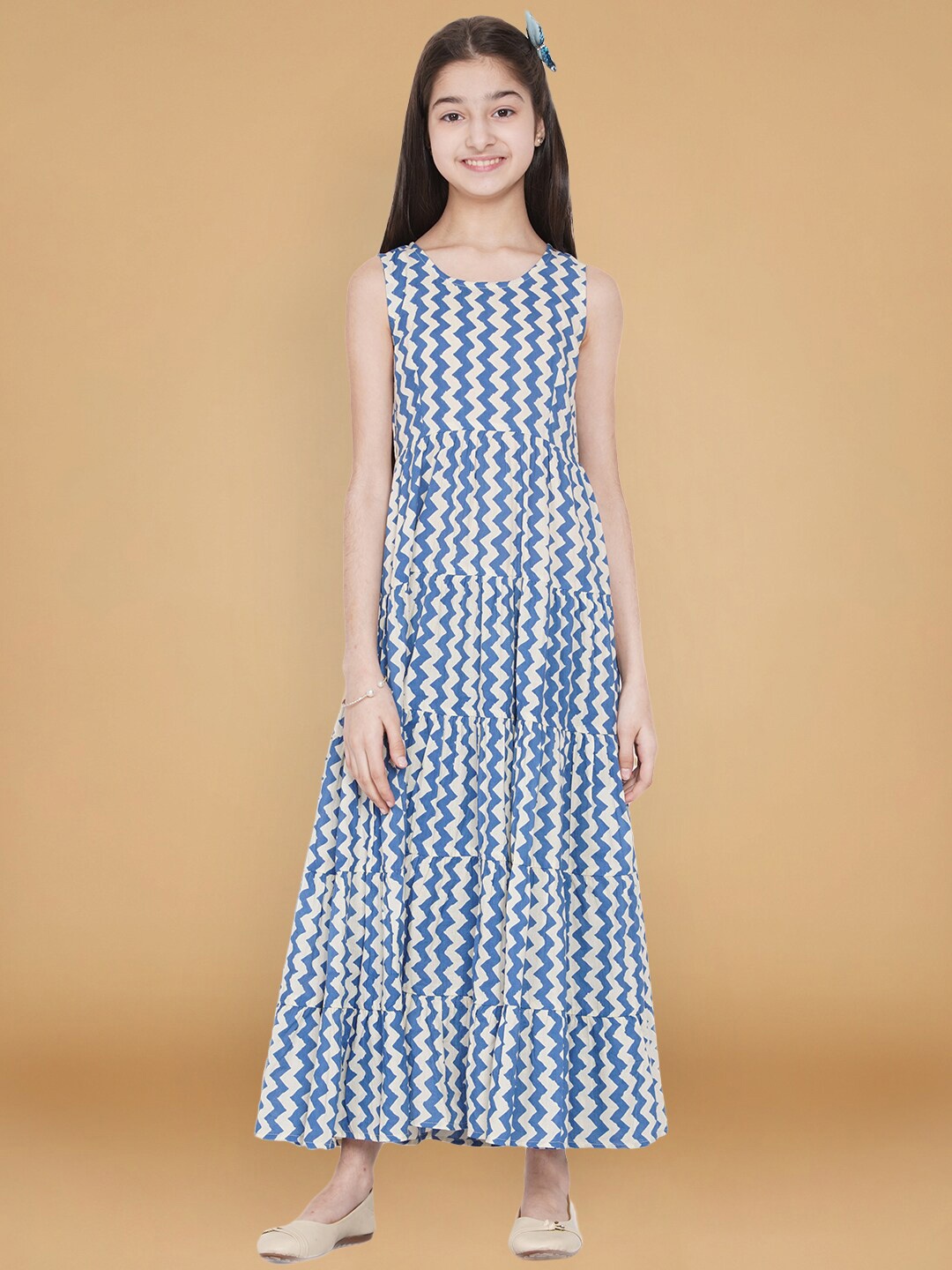 

titliyan Blue Floral A-Line Maxi Dress