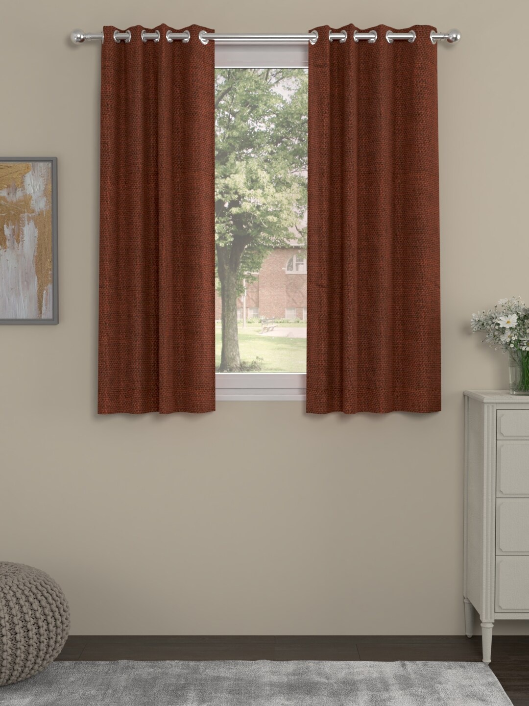 

ROSARA HOME Unisex Rust Curtains and Sheers