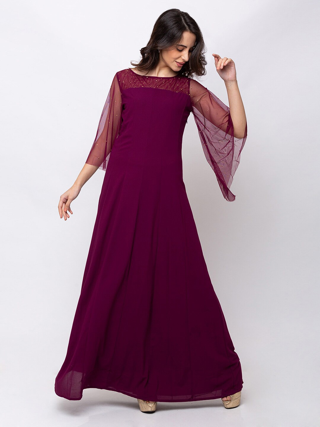 

SHECZZAR Burgundy Maxi Dress