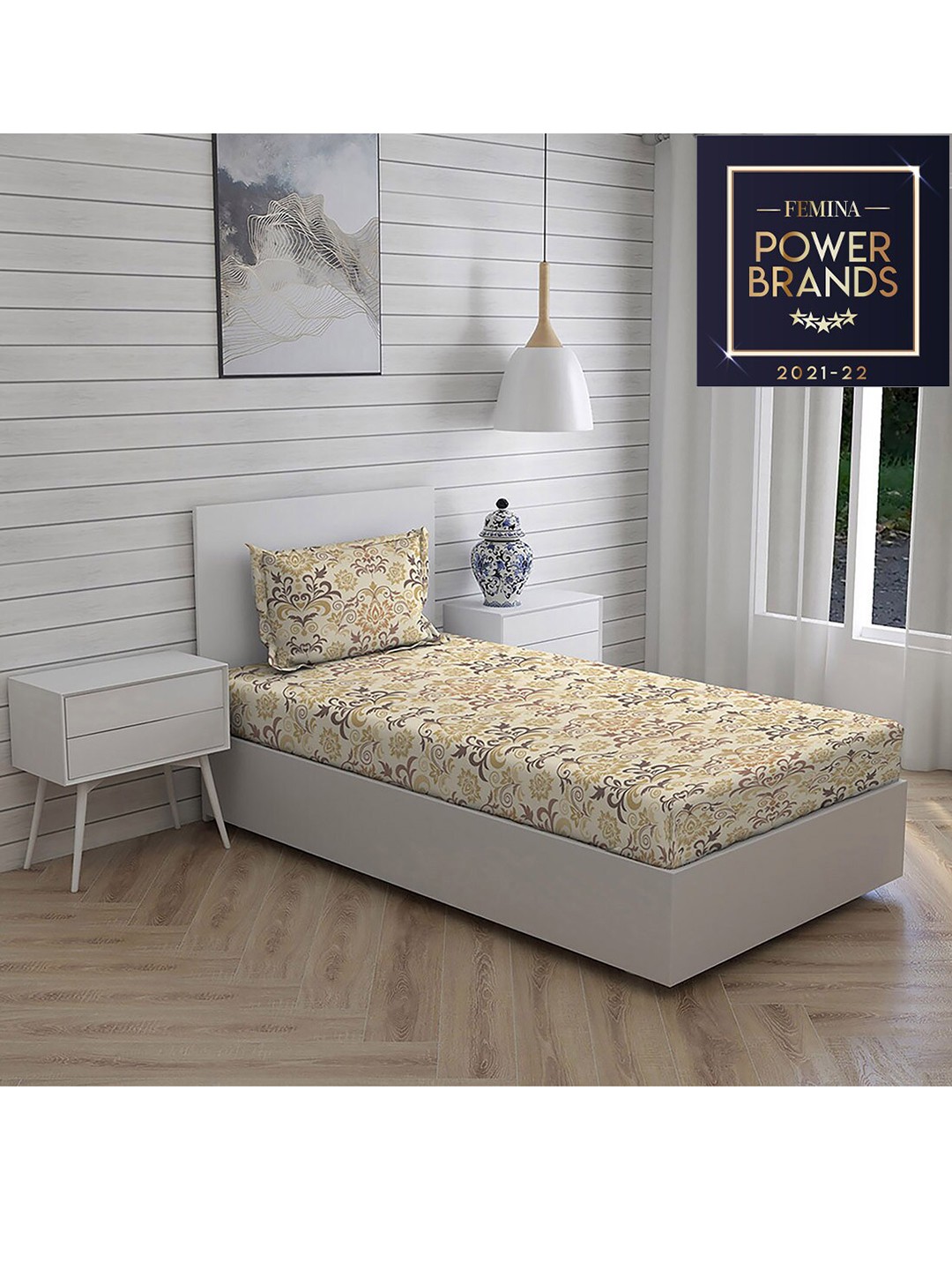 

Layers Brown Floral Printed 104 GSM King Single Bedsheet Cotton Bedding Set