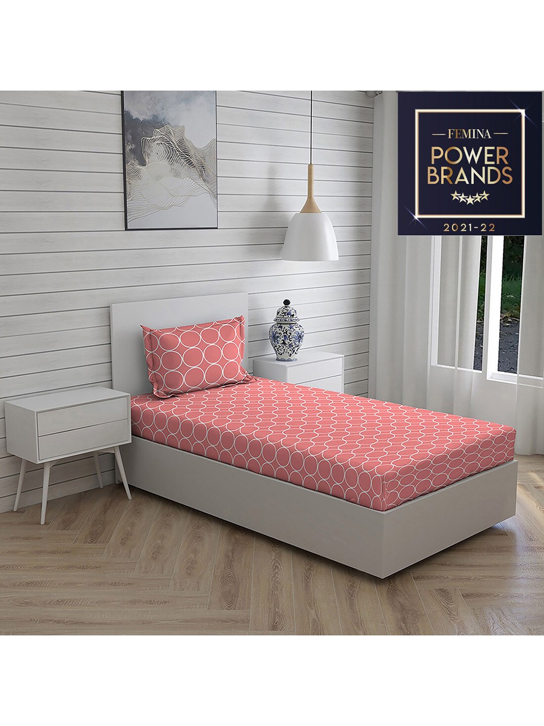 

Layers Pink Printed Cotton 104 GSM Single Bedsheet