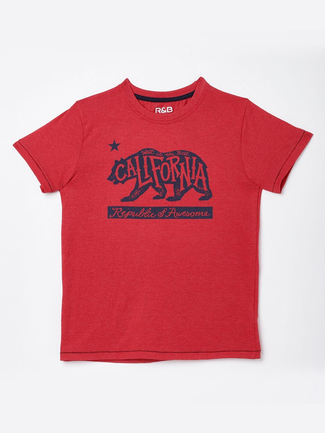 

R&B Boys Red Typography Printed Applique T-shirt