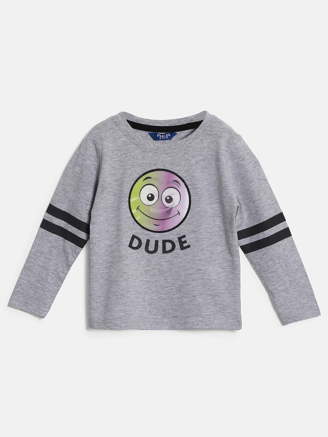 

R&B Boys Grey Varsity Printed Applique T-shirt