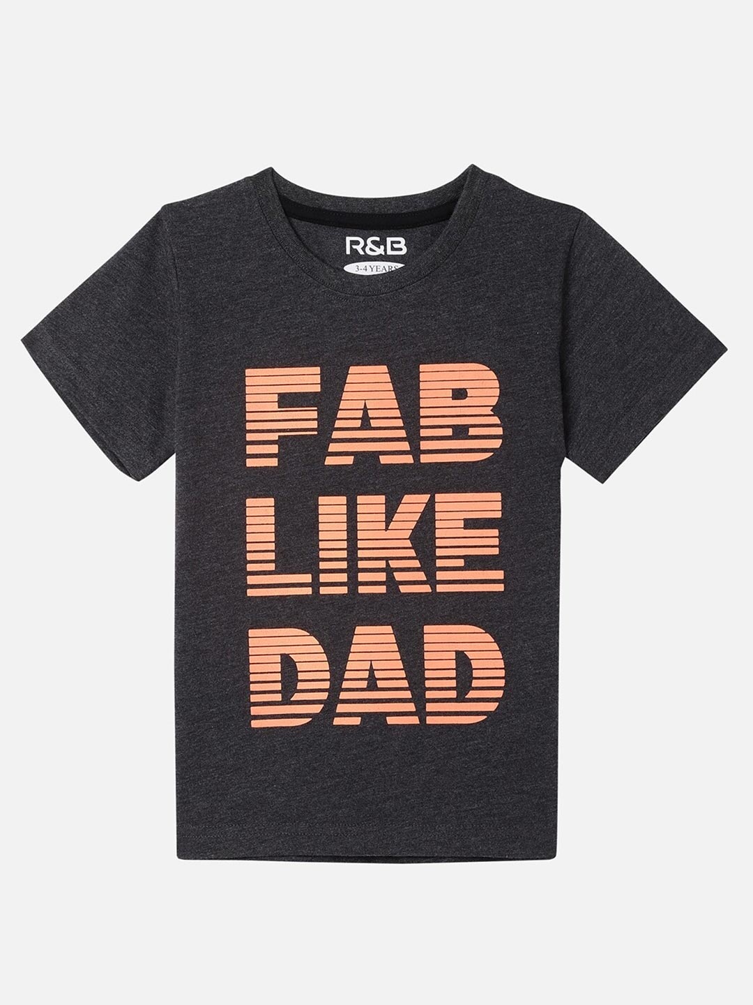 

R&B Boys Grey Printed Applique T-shirt
