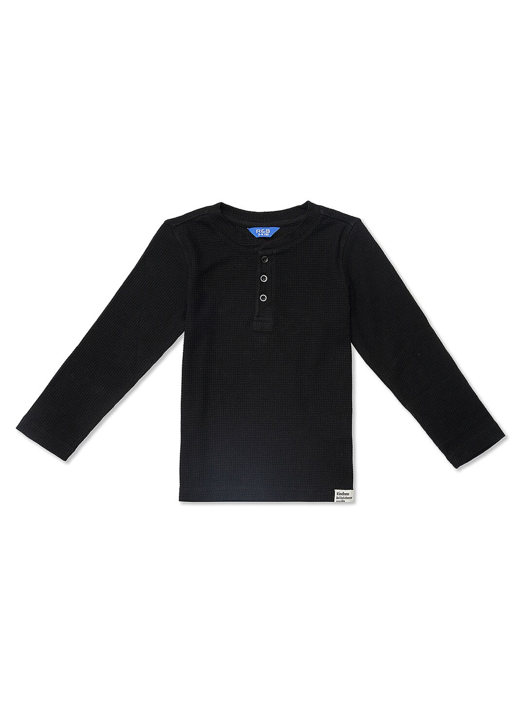 

R&B Boys Black Henley Neck T-shirt