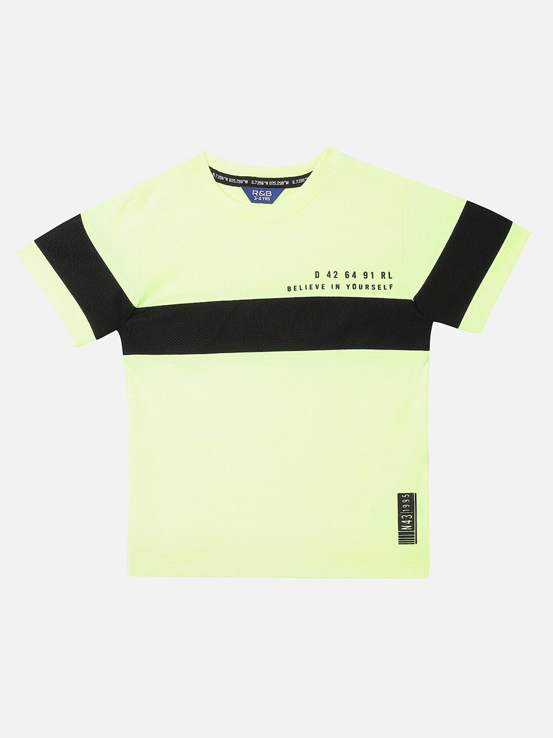 

R&B Boys Green Colourblocked T-shirt