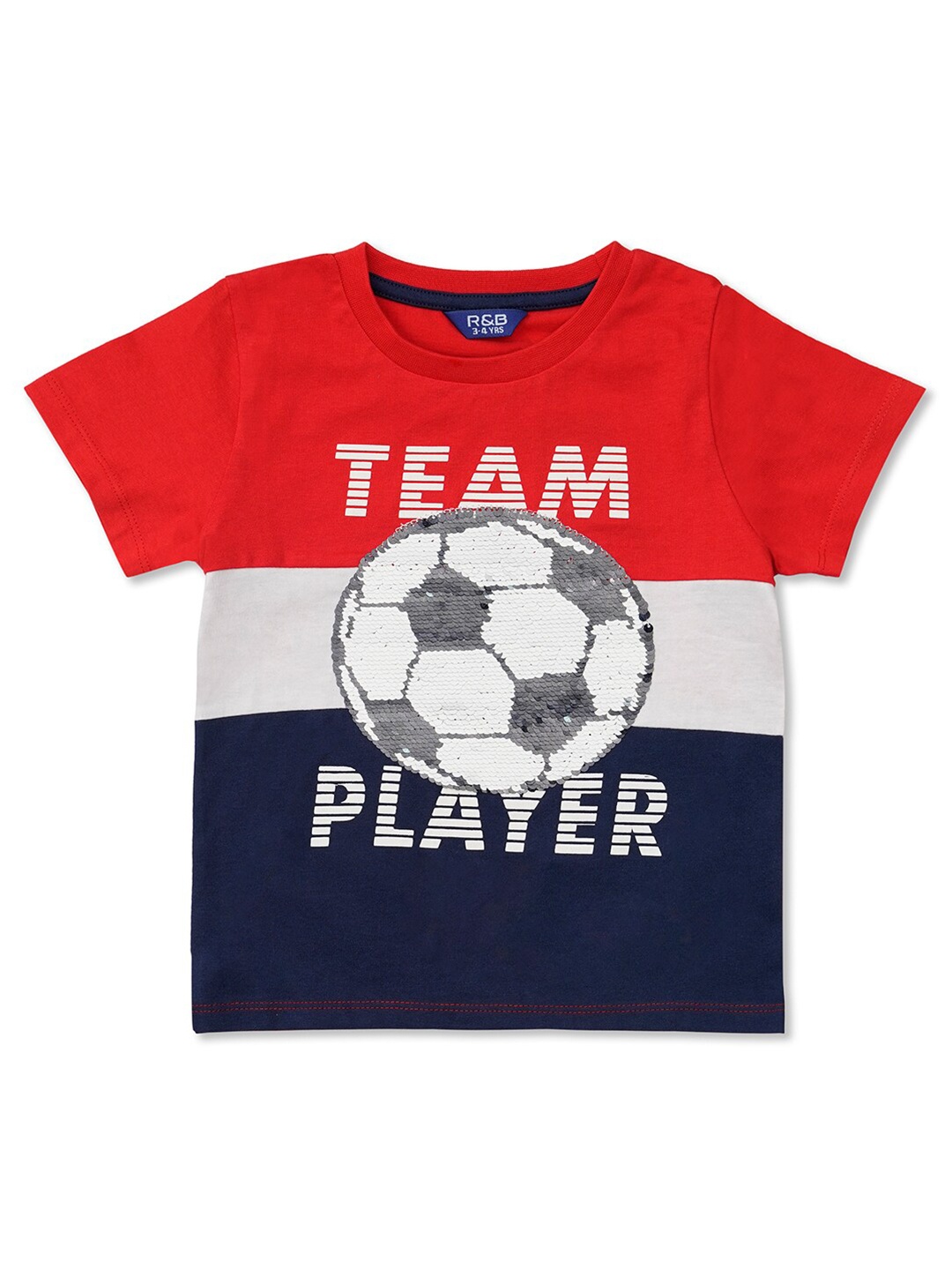 

R&B Boys Red Printed Applique T-shirt