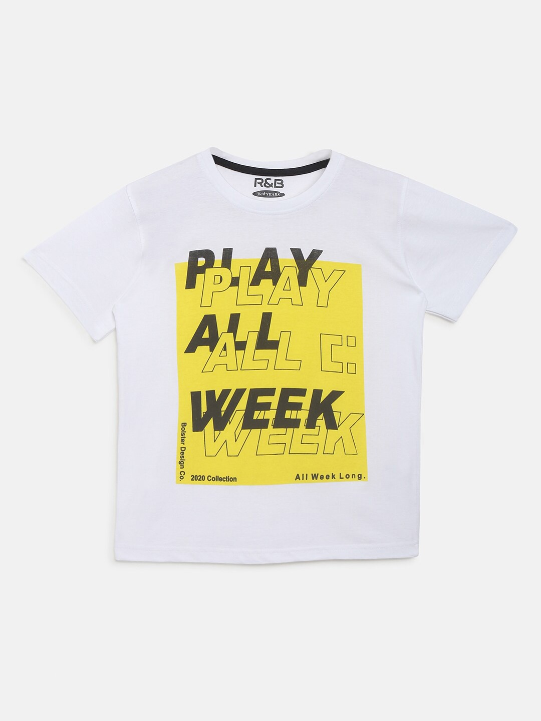 

R&B Boys White Typography Colourblocked Extended Sleeves Applique T-shirt