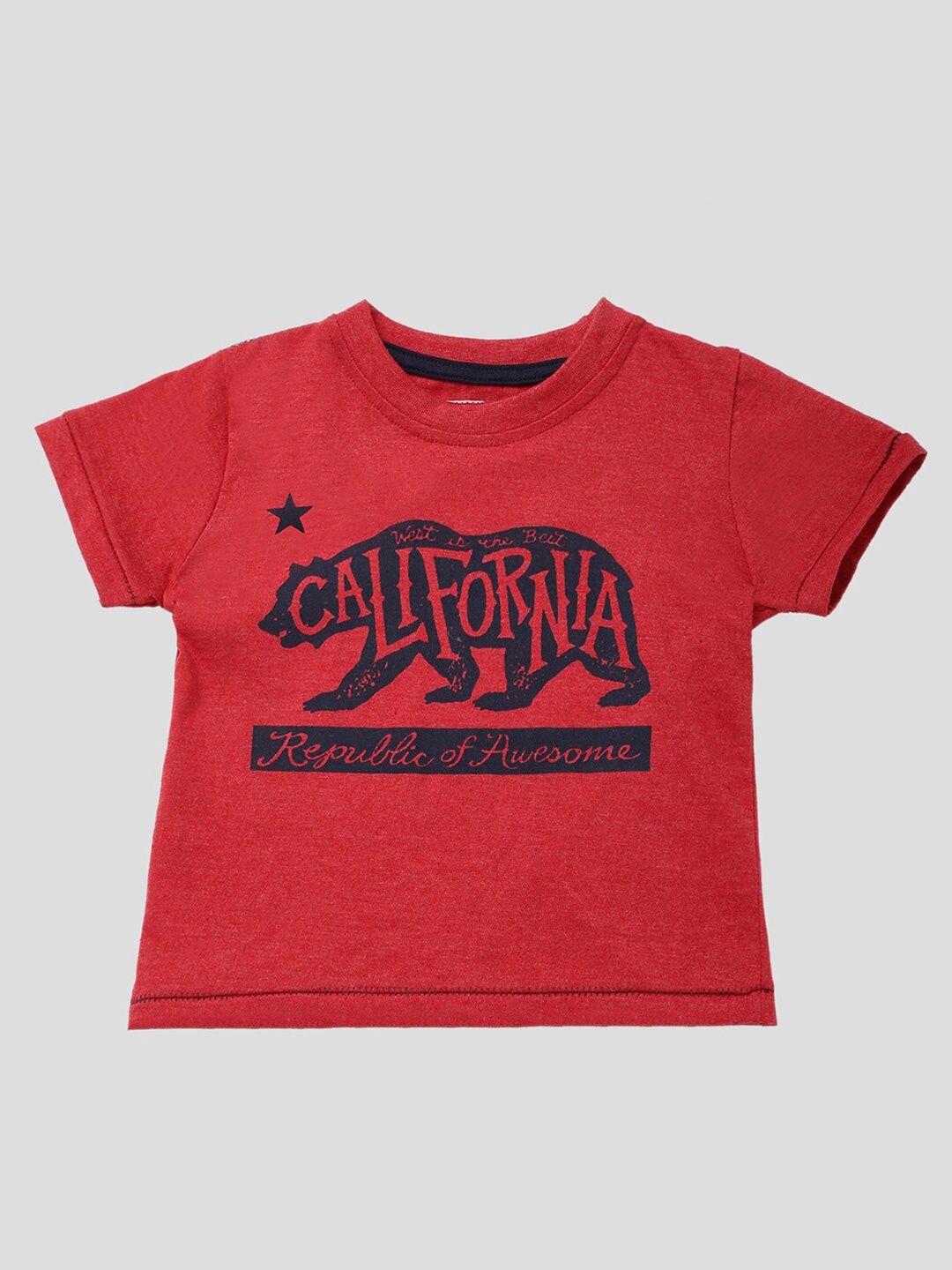 

R&B Boys Red Printed Applique T-shirt