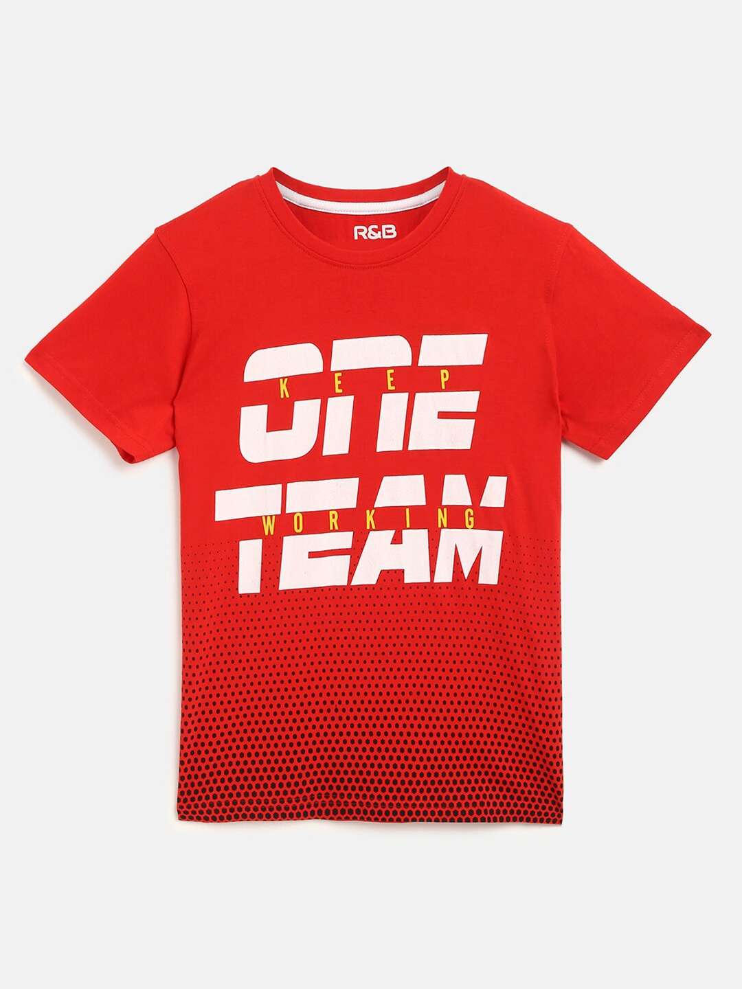 

R&B Boys Red Typography Printed Applique T-shirt