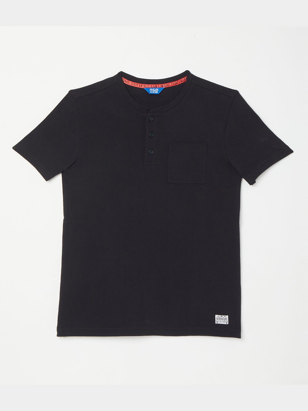 

R&B Boys Black Henley Neck T-shirt