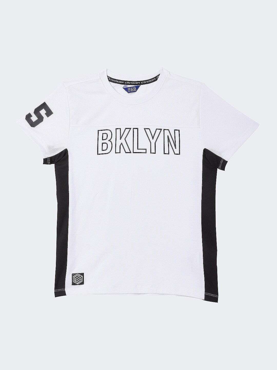 

R&B Boys White Typography Monochrome Applique T-shirt