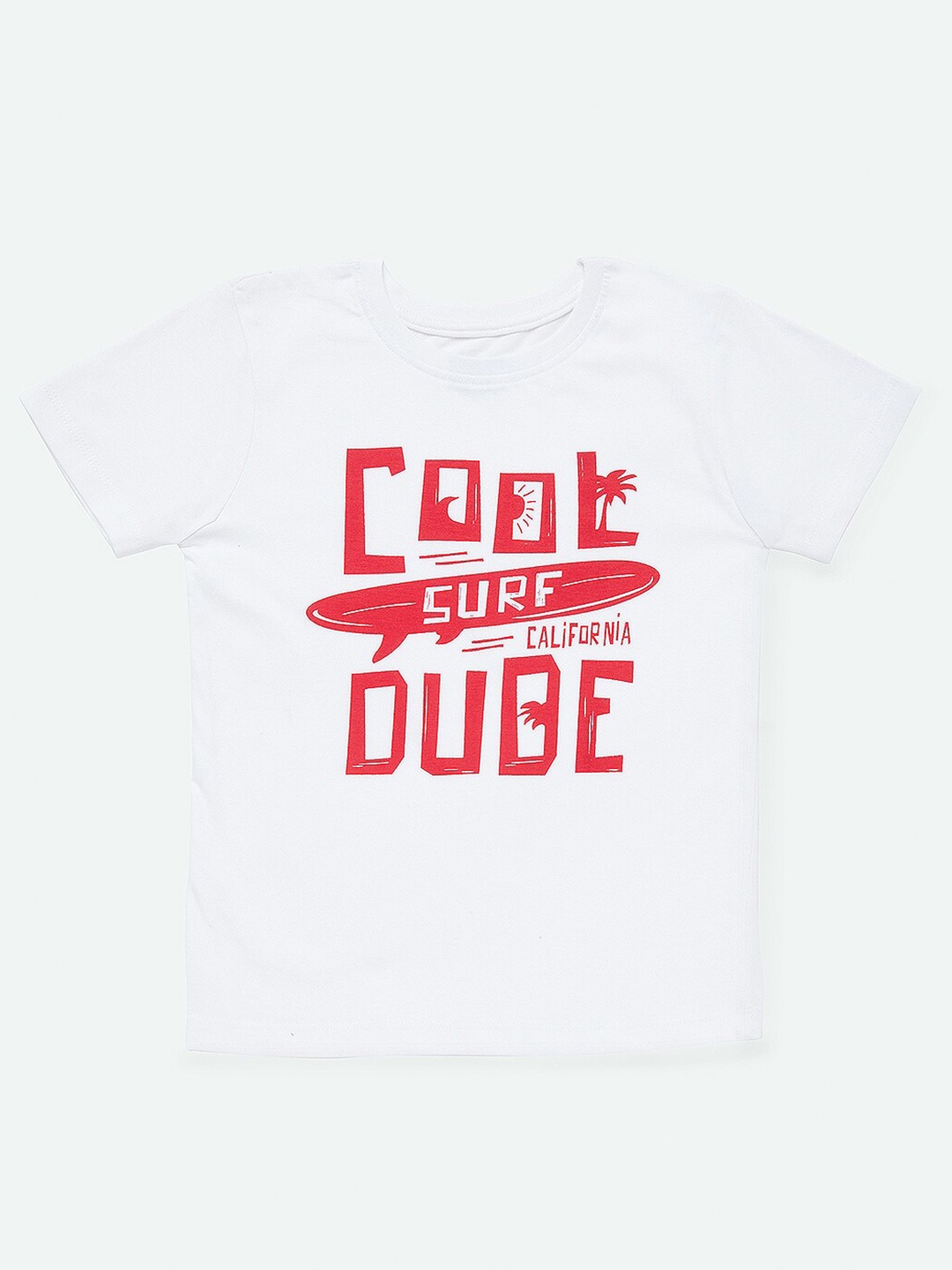 

R&B Boys White Typography Printed Monochrome Applique T-shirt