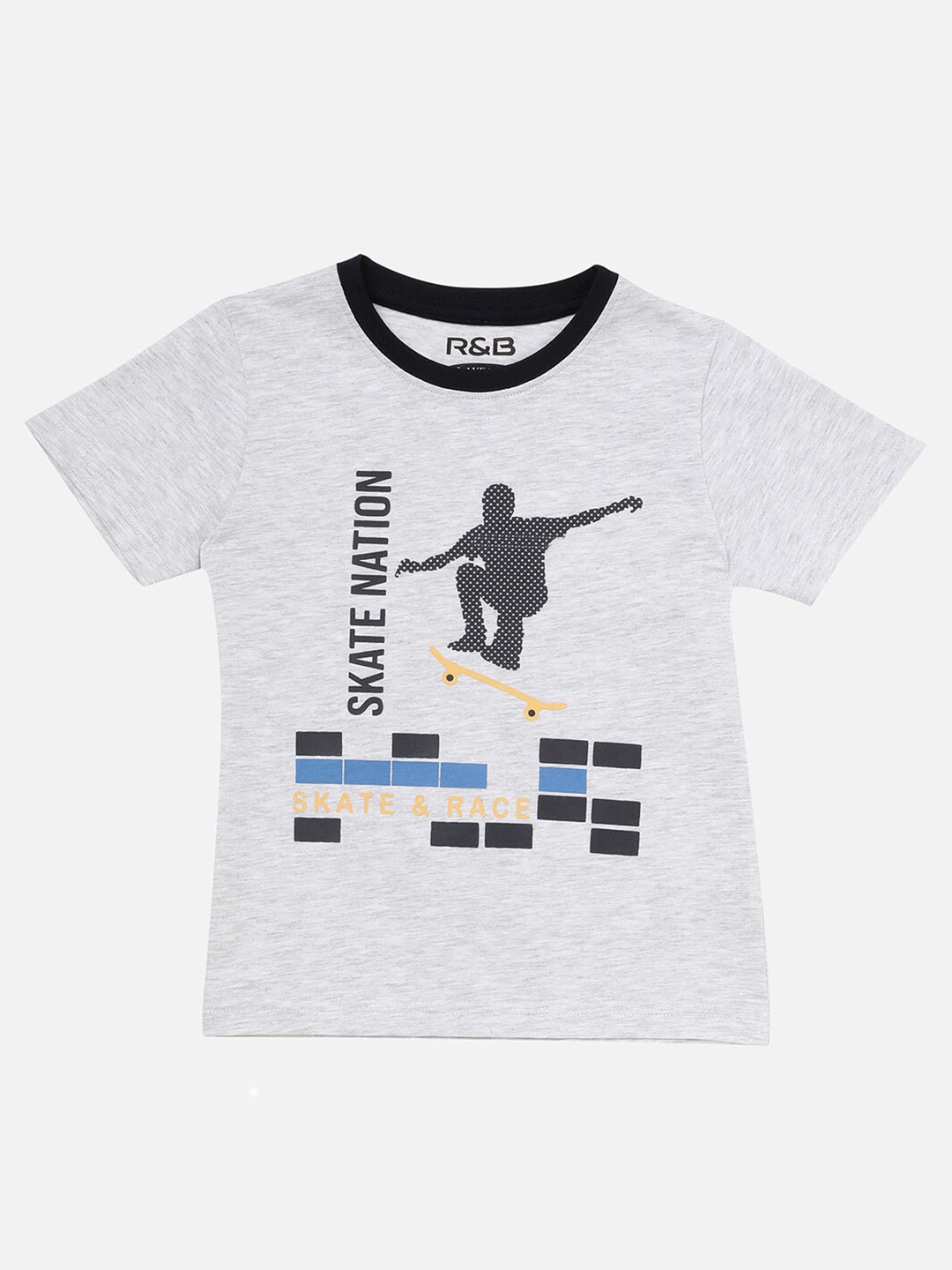 

R&B Boys Grey Striped Applique T-shirt