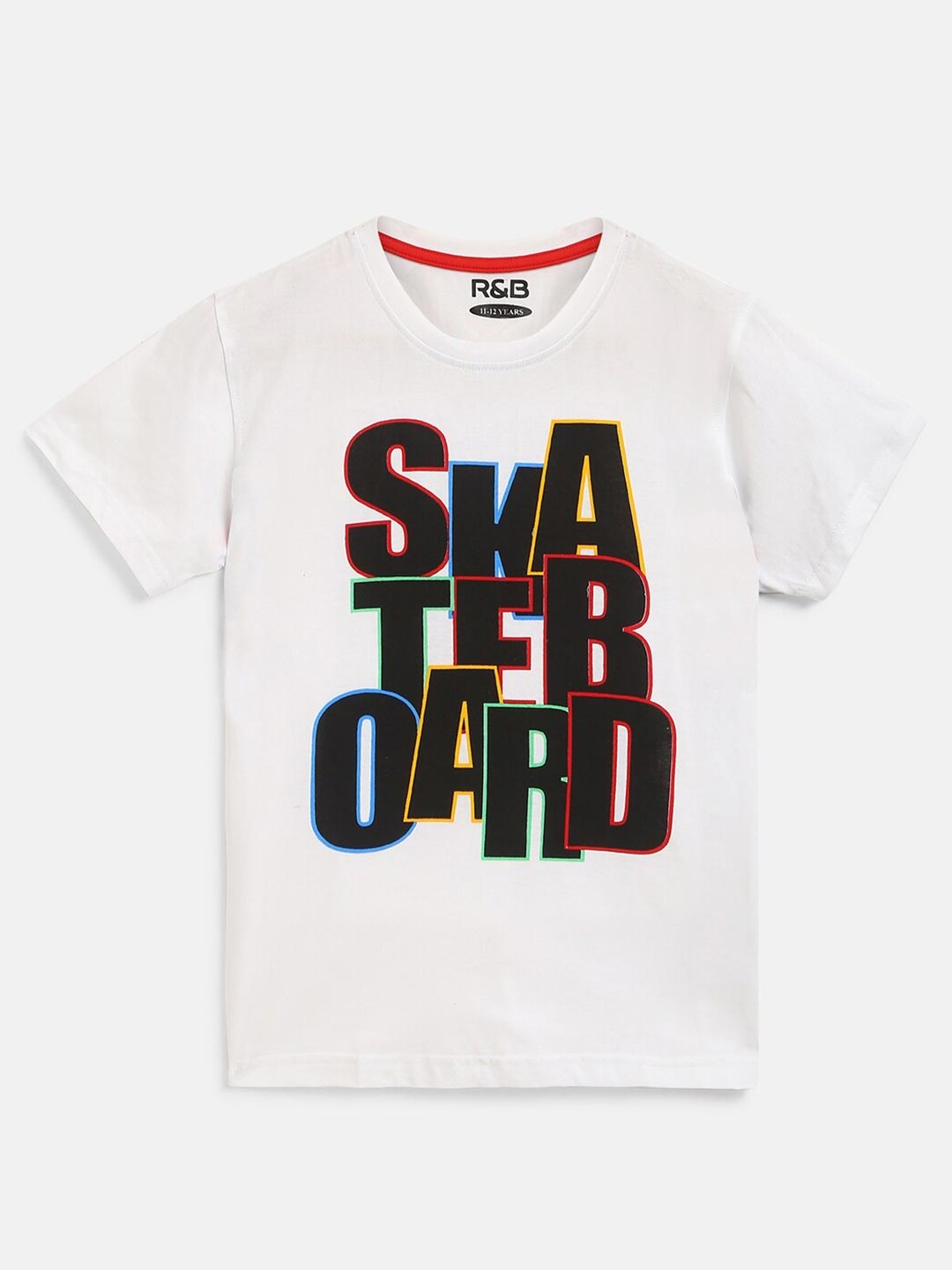 

R&B Boys White Typography Printed Applique T-shirt