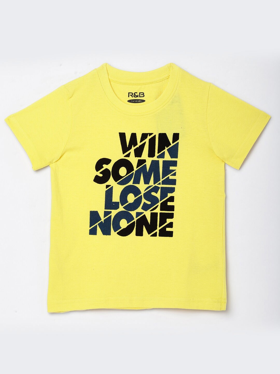 

R&B Boys Yellow Typography Printed T-shirt