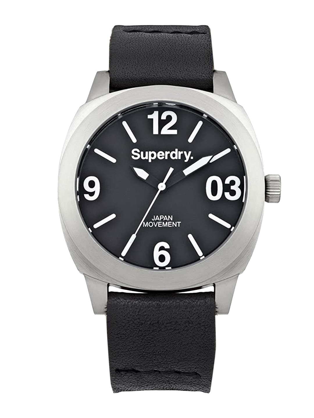 

Superdry Women Black Brass Dial & Black Leather Straps Analogue Watch SYL116B