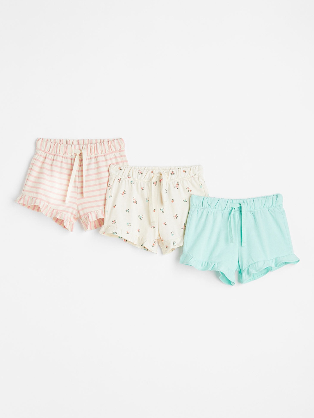 

H&M Girls 3-Pack Cotton Shorts, White