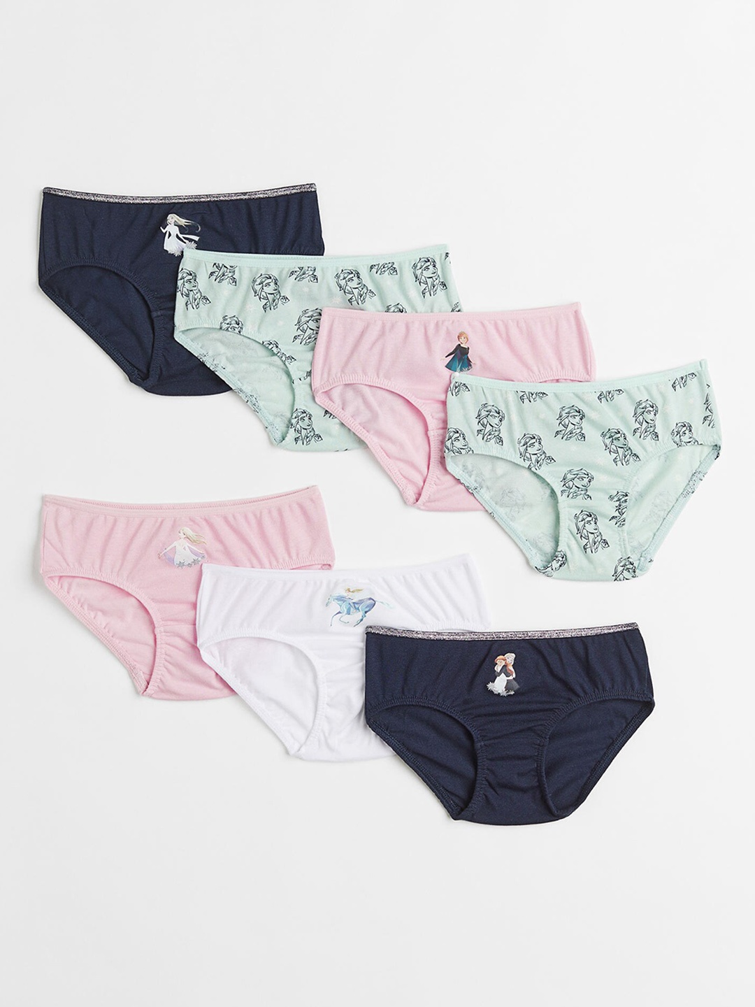 

H&M Girls Pack of 7 Printed Pure Cotton Hipster Briefs, Blue
