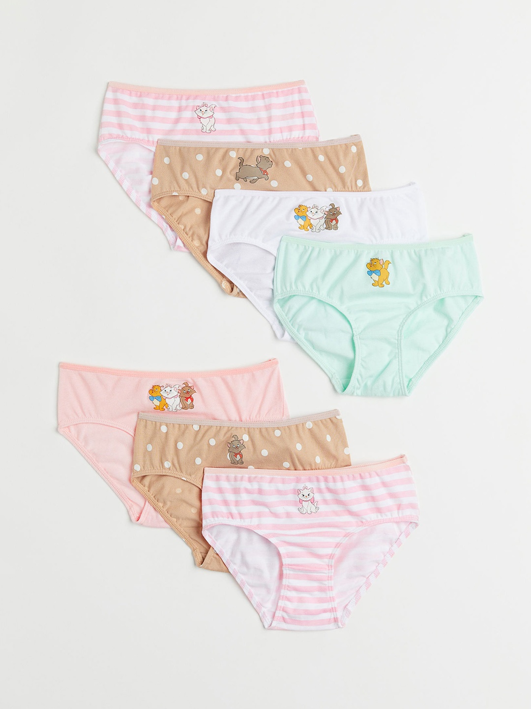 

H&M Girls Pack of 7 Printed Pure Cotton Briefs, Beige
