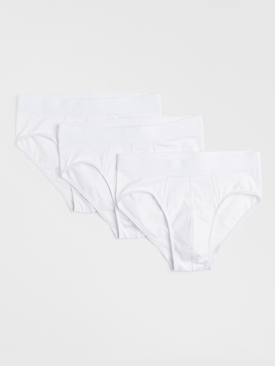 

H&M Men Pack Of 3 White Solid Basic Briefs