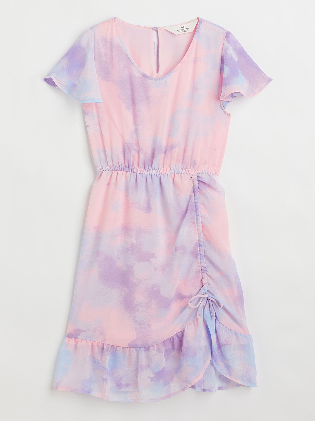 

H&M Girls Pink & Purple Printed Flounce-Hem Dress