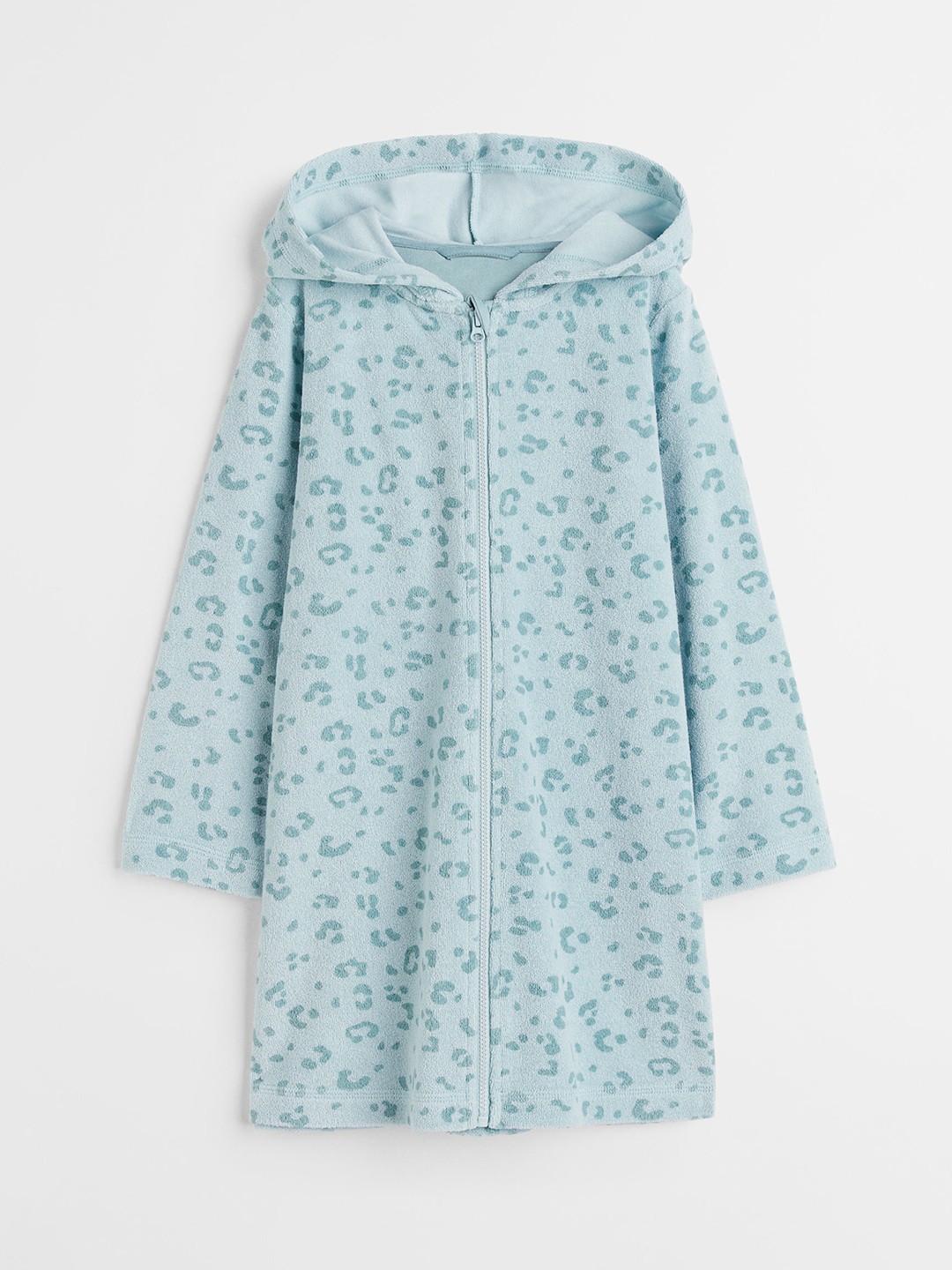

H&M Girls Turquoise Blue Animal Print Hooded Dressing Gown